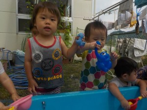 水鉄砲で、ぴゅー！