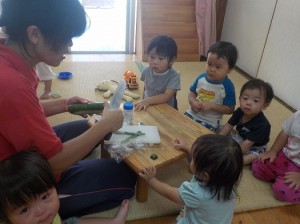 大きなきゅうりができました